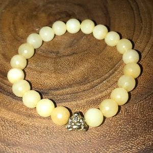 Authentic yellow Agate Gold Plated Buddha Bracelet